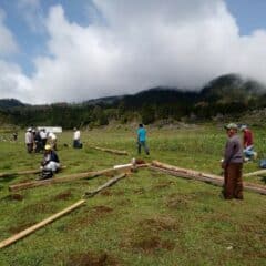 A community working together to build an irrigation system